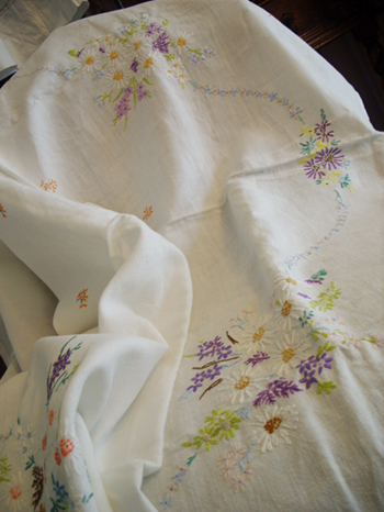 floral linen table cloth