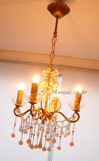 antique French pinkopaline chandelier