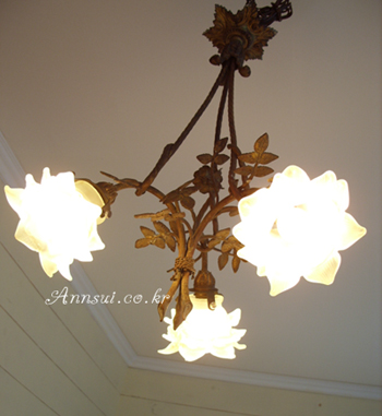 antique FRANCEfloral bronze chandelier 