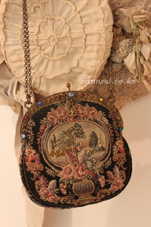 antique french Jewelrycherub floral bag 