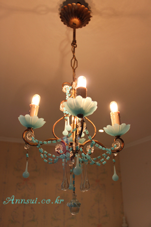 antique frenchblue opaline chandelier 