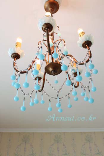 antique frenchblue opaline chandelier